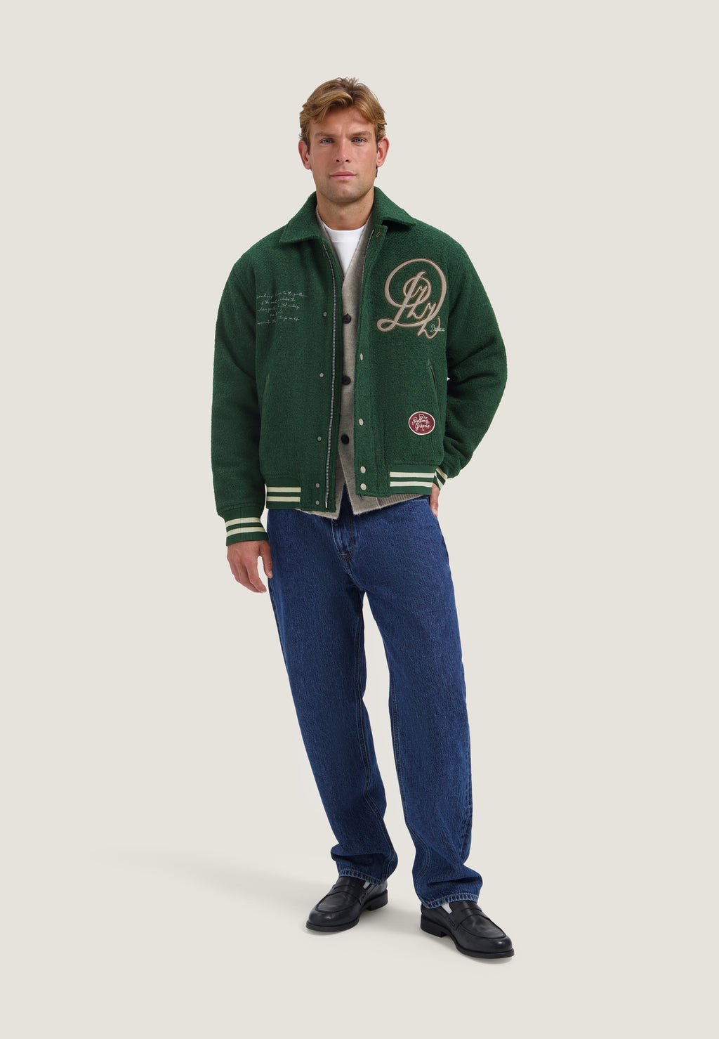 Dstrezzed varsity bomber jacket