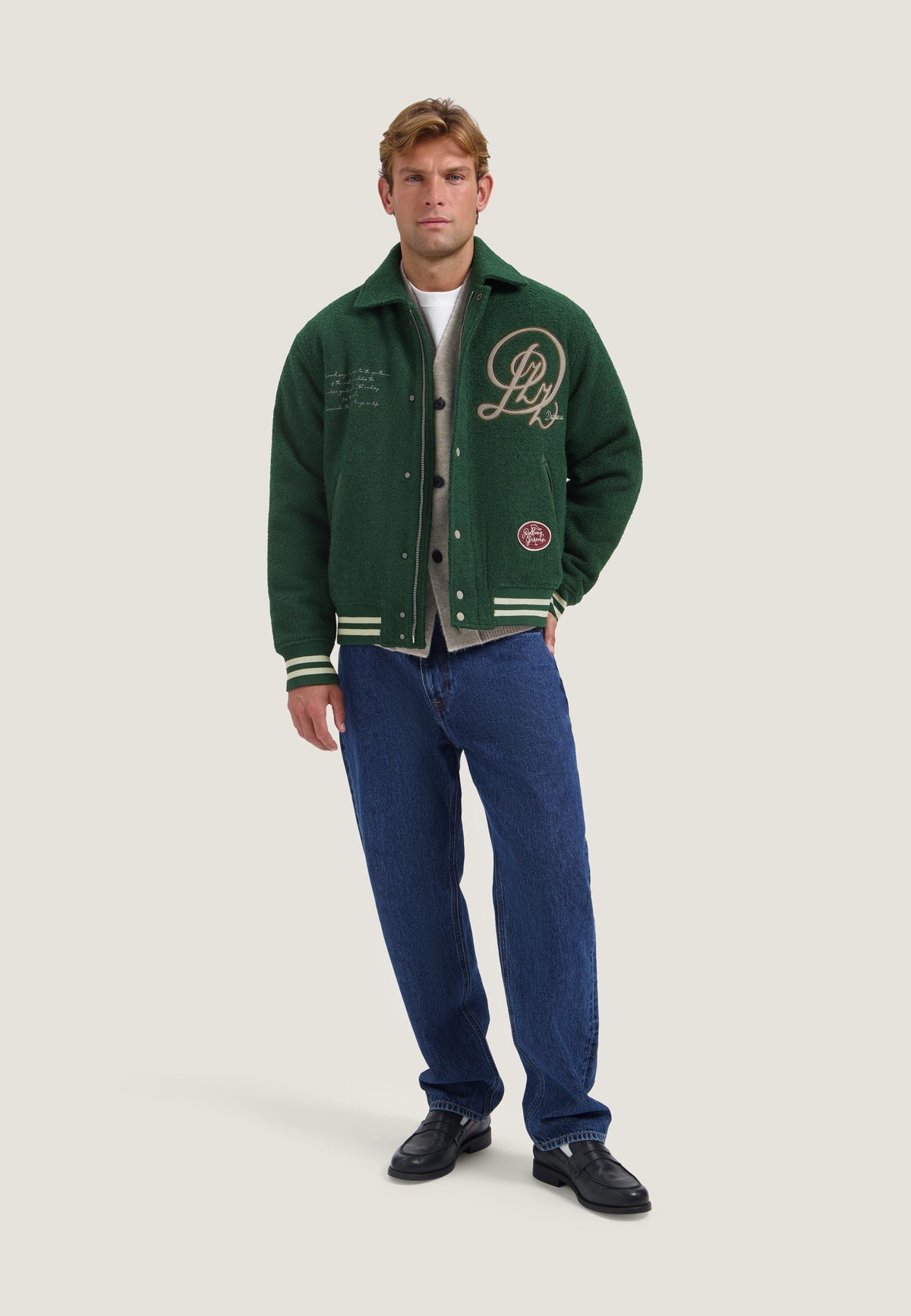 Dstrezzed varsity bomber jacket