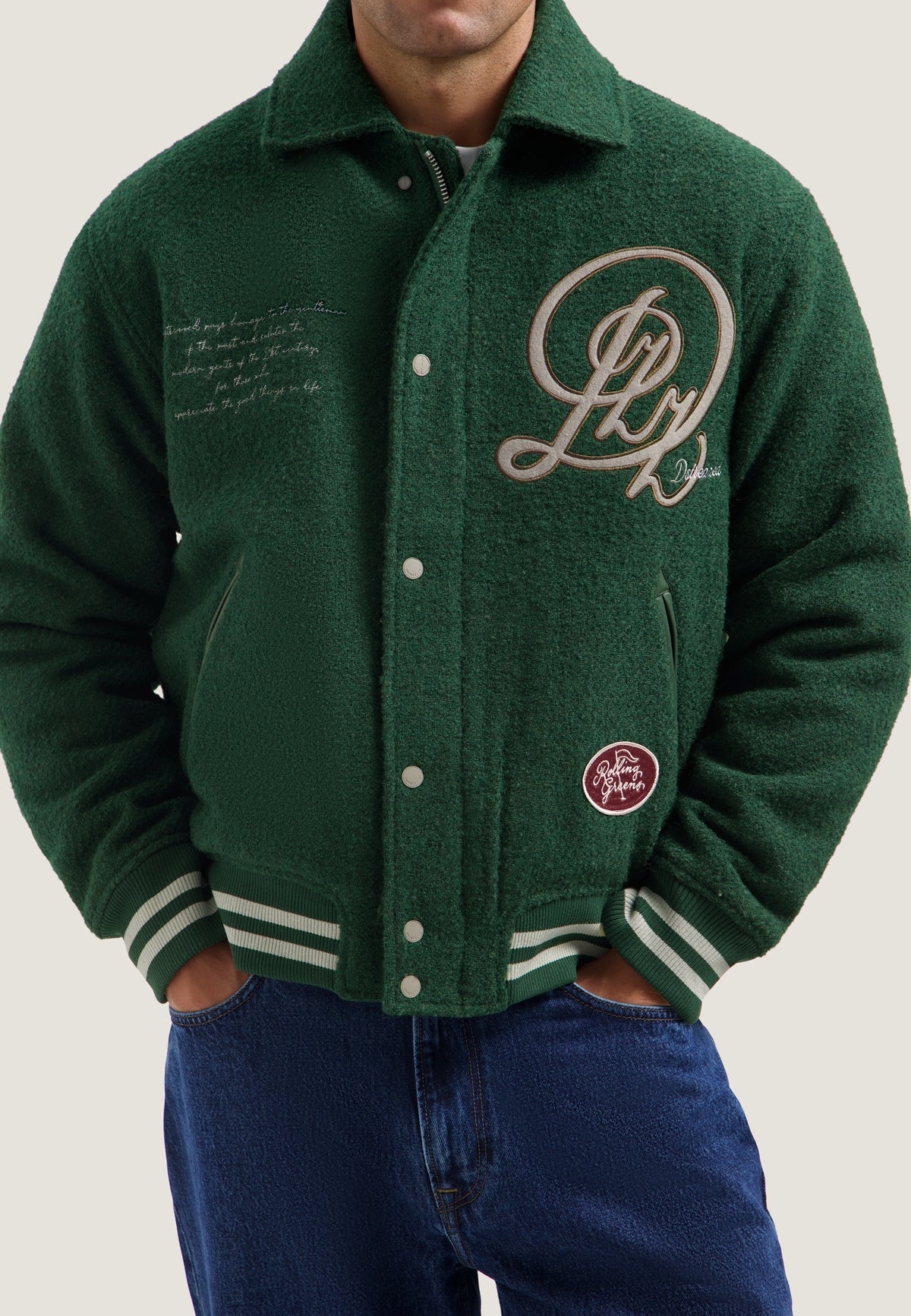 Dstrezzed varsity bomber jacket