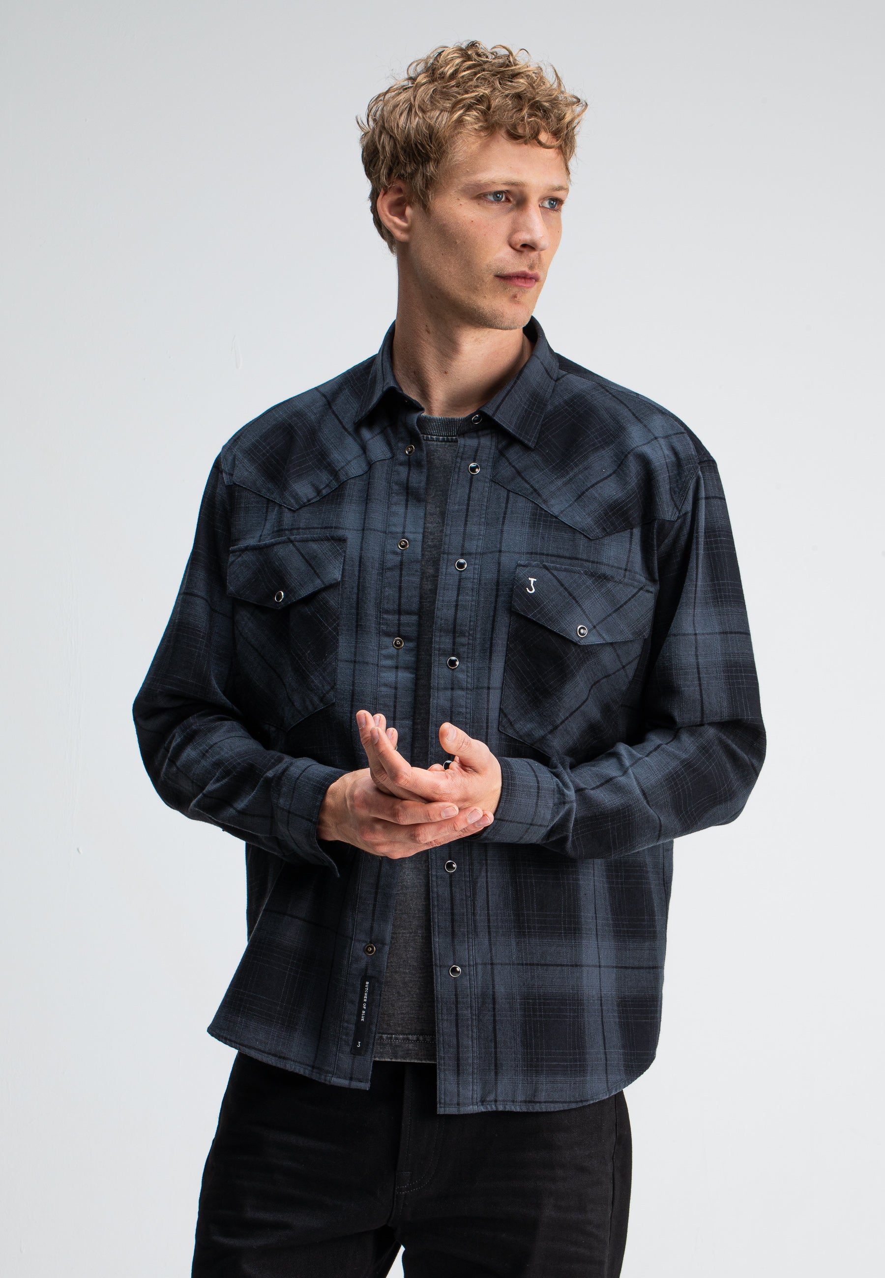 Butcher of blue Carter West Black Check Shirt
