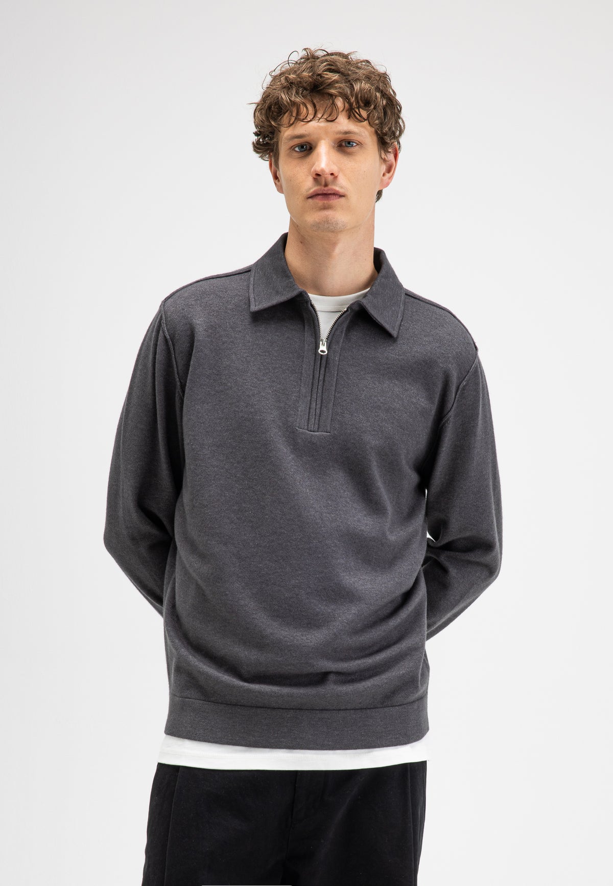 Butcher of blue Clifden zip polo