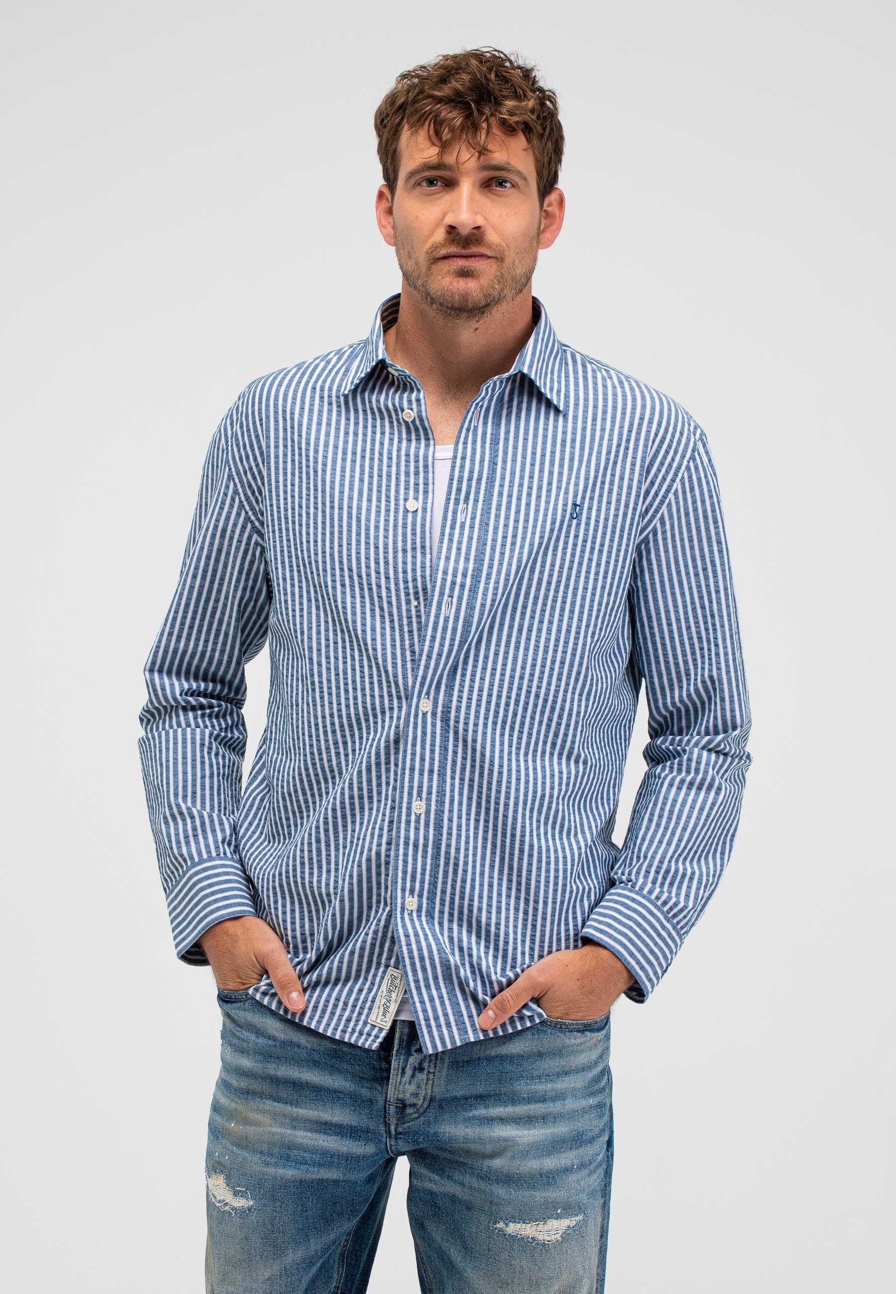 Bucther of blue neale stripe shirt