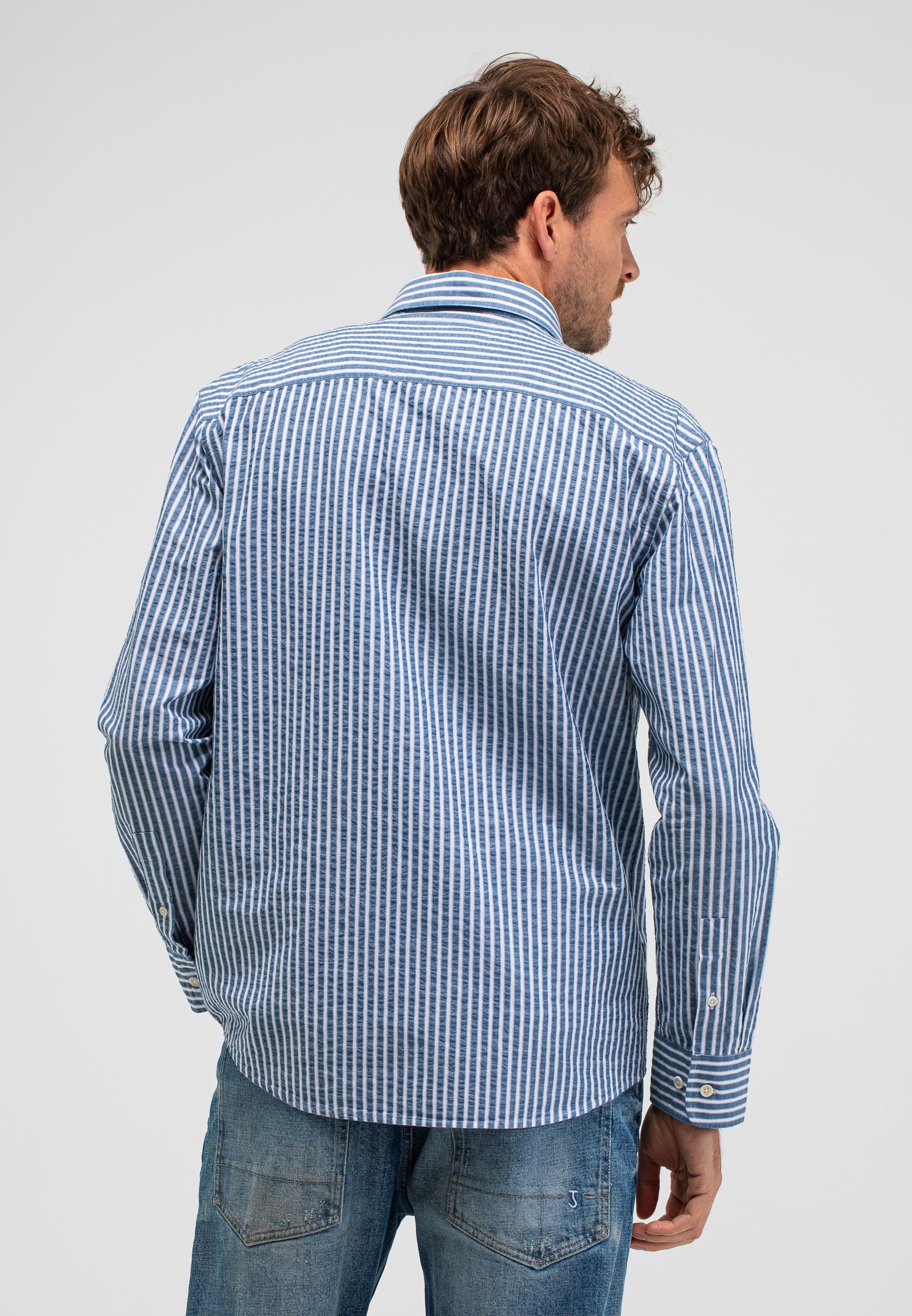 Bucther of blue neale stripe shirt