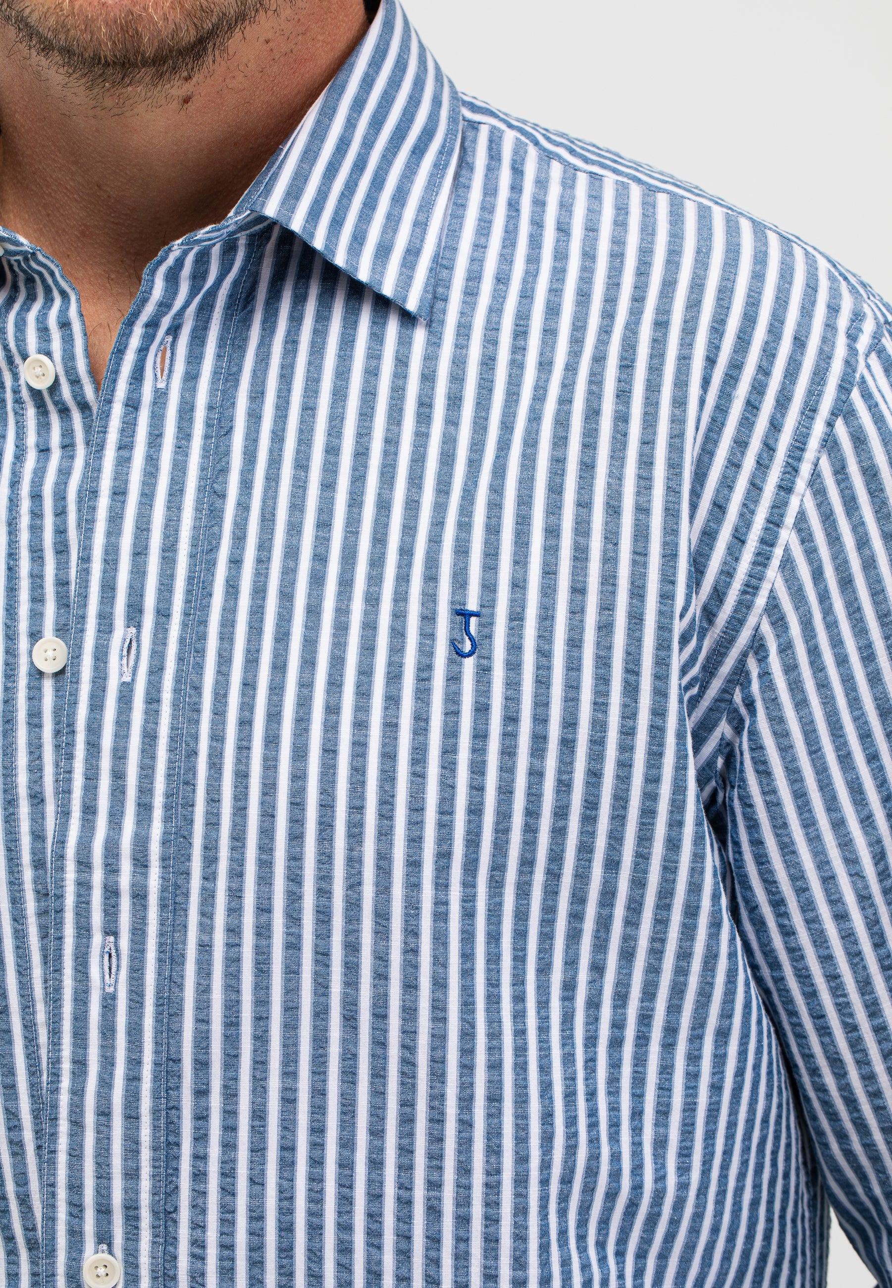Bucther of blue neale stripe shirt