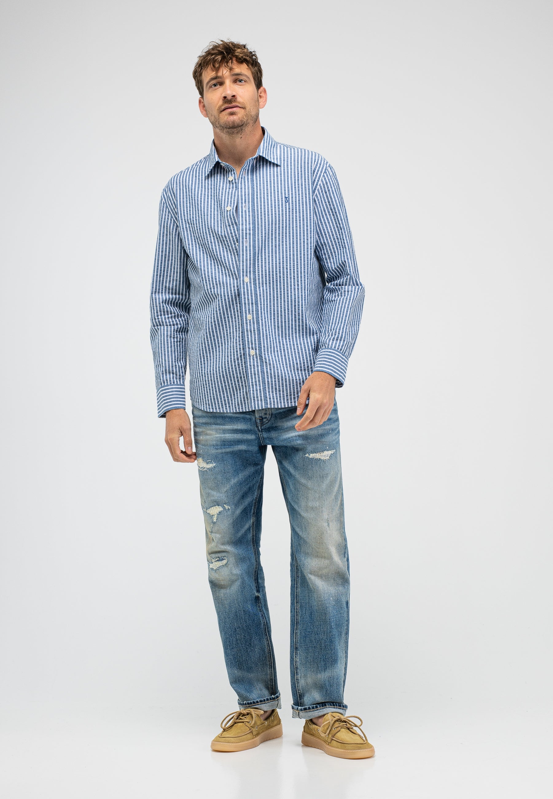 Bucther of blue neale stripe shirt